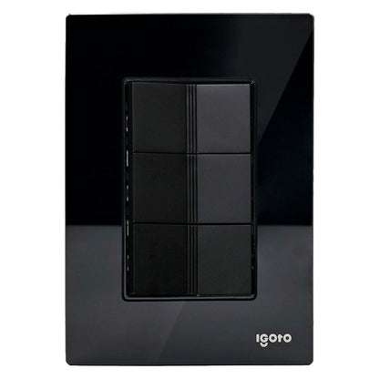 Placa Armada Cristal Con 3 Apagadores Sencillos de 1 Modulo Negro Igoto IGOTO Ferreabasto