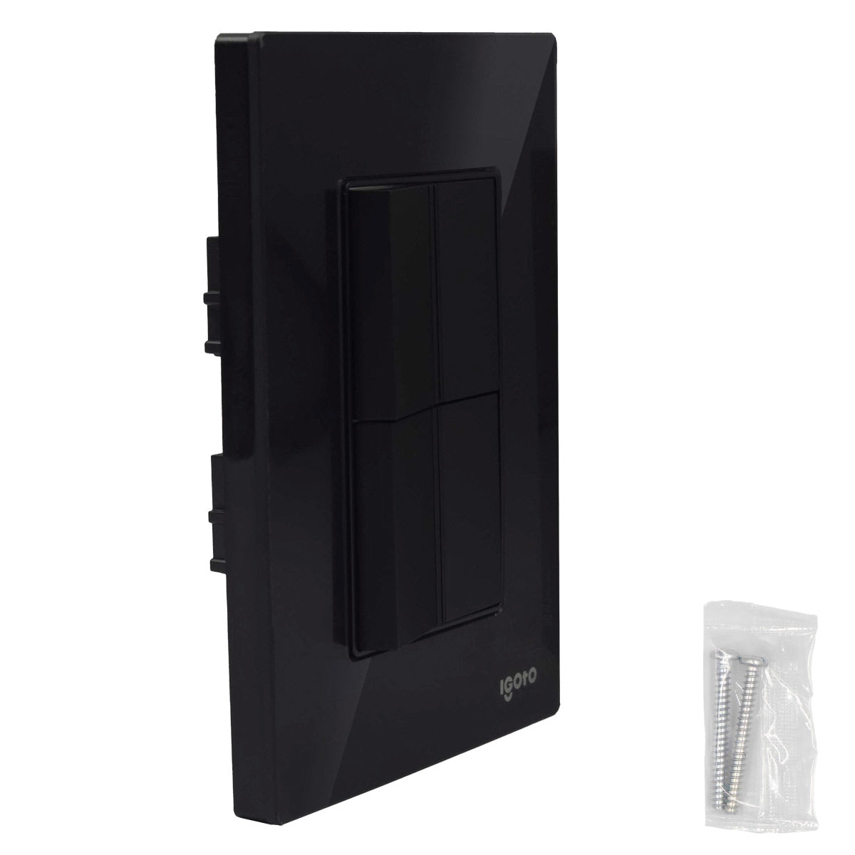 Placa Armada Cristal Con 2 Apagadores Escalera de 1.5 Modulos Negro Igoto IGOTO Ferreabasto