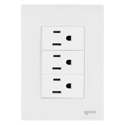 Placa Armada Cristal Con 3 Contactos Sencillos de 1 Modulo Blanco Igoto IGOTO Ferreabasto