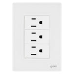 Placa Armada Cristal Con 3 Contactos Sencillos de 1 Modulo Blanco Igoto