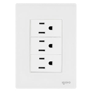Placa Armada Cristal Con 3 Contactos Sencillos de 1 Modulo Blanco Igoto