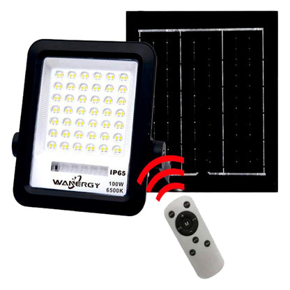 Reflector Led 100W Panel Solar Exterior Con Control Remoto Y Sensor WANERGY Ferreabasto