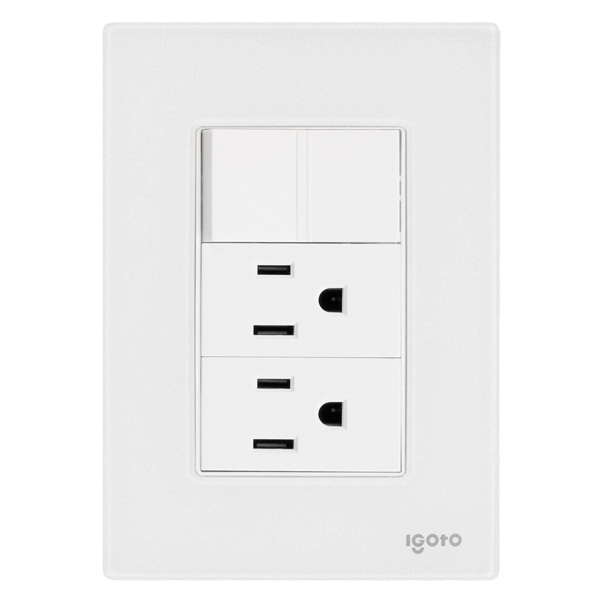 Placa Armada Cristal Con 1 Apagador Sencillo Y 2 Contactos de 1 Modulo Blanco Igoto IGOTO Ferreabasto