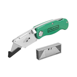 Cutter Navaja Plegable Mango De Aluminio Con Clip Verde