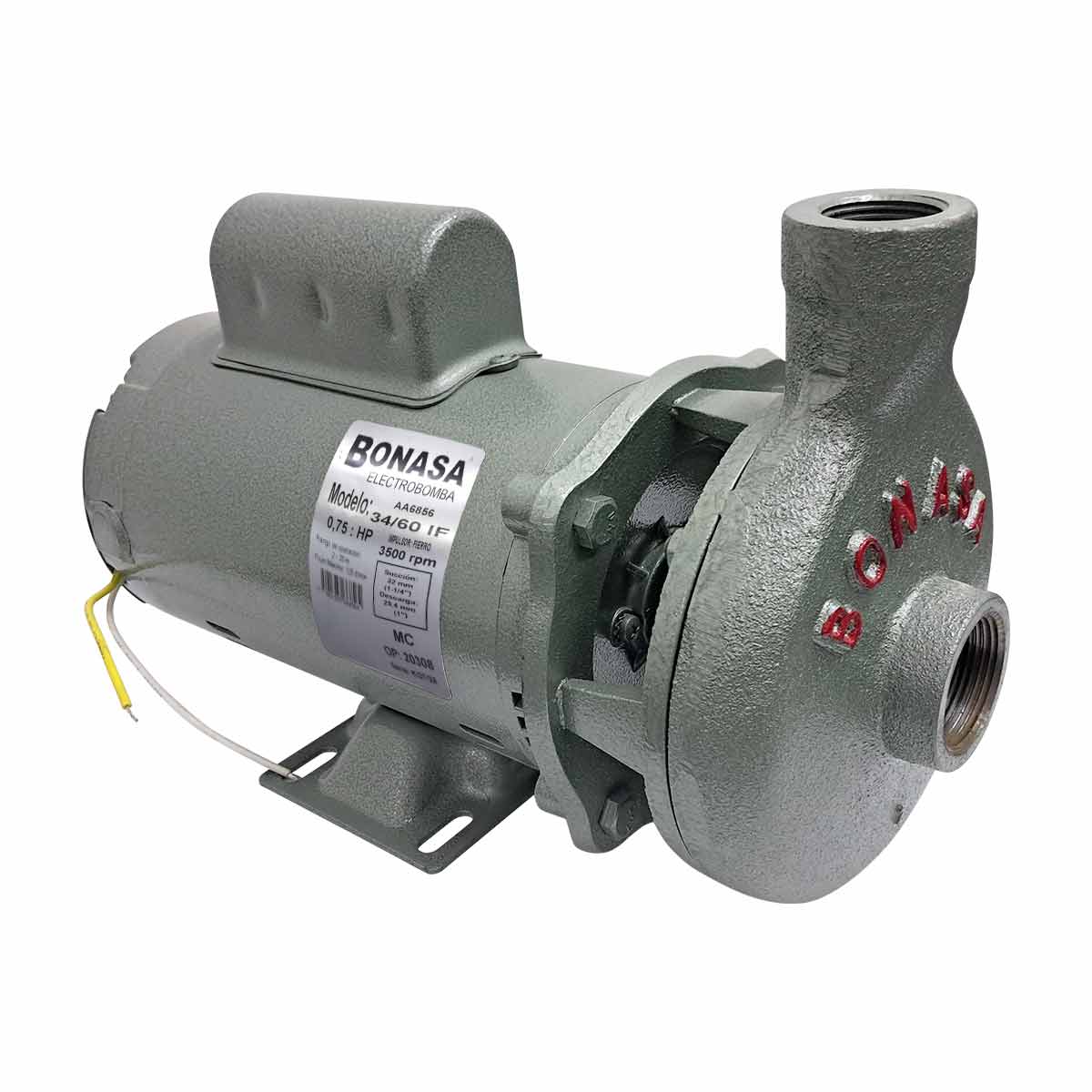 Bomba Agua Centrifuga Impulsor De Fierro 2Hp 34/60 IF Bonasa