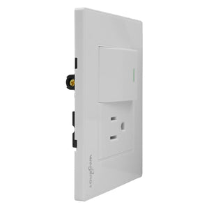 Placa Armada Con 1 Apagador Escalera y 1 Contacto De 1.5 Modulos Blanco WANERGY Ferreabasto