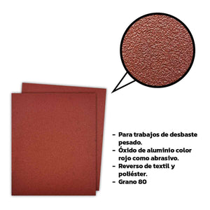 25 Pzs Lija Esmeril 9X11 Pulgadas Grano 80 BYP BYP Ferreabasto
