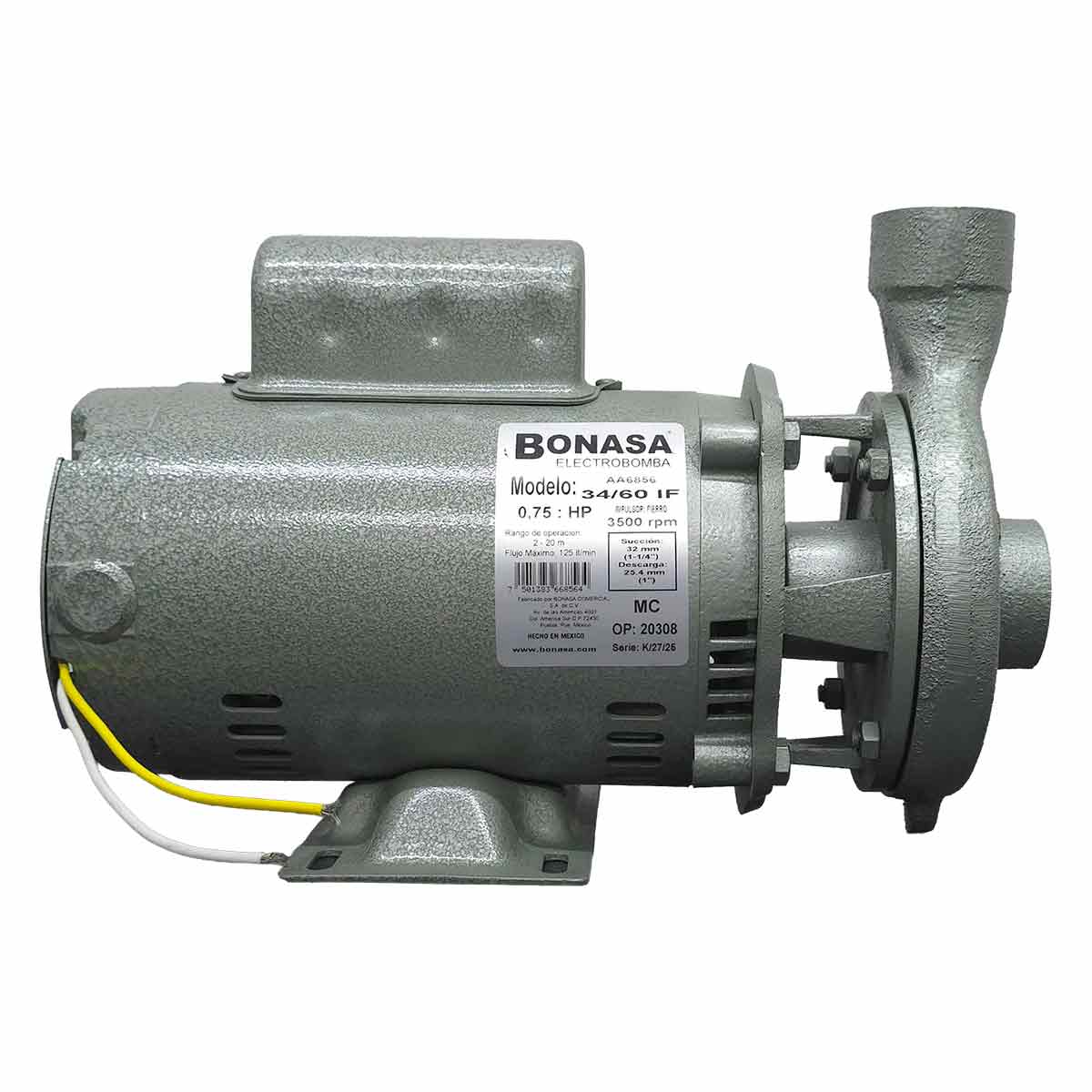 Bomba Agua Centrifuga Impulsor De Fierro 2Hp 34/60 IF Bonasa