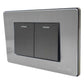 Placa Armada 2 Apagadores Escalera De 1.5 Modulos Acero Inox