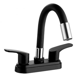 Mezcladora Para Lavabo De 4" Con Cubierta Y Manerales ABS Acabado Negro Mate Roalflux