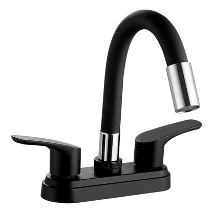 Mezcladora Para Lavabo De 4" Con Cubierta Y Manerales ABS Acabado Negro Mate Roalflux