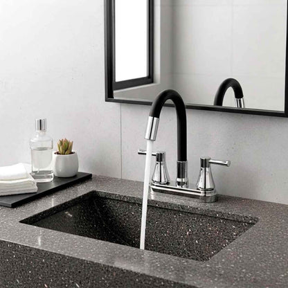 Mezcladora Para Lavabo 4" Con Cubierta Y Manerales Cuerpo Acero Inoxidable Roalflux