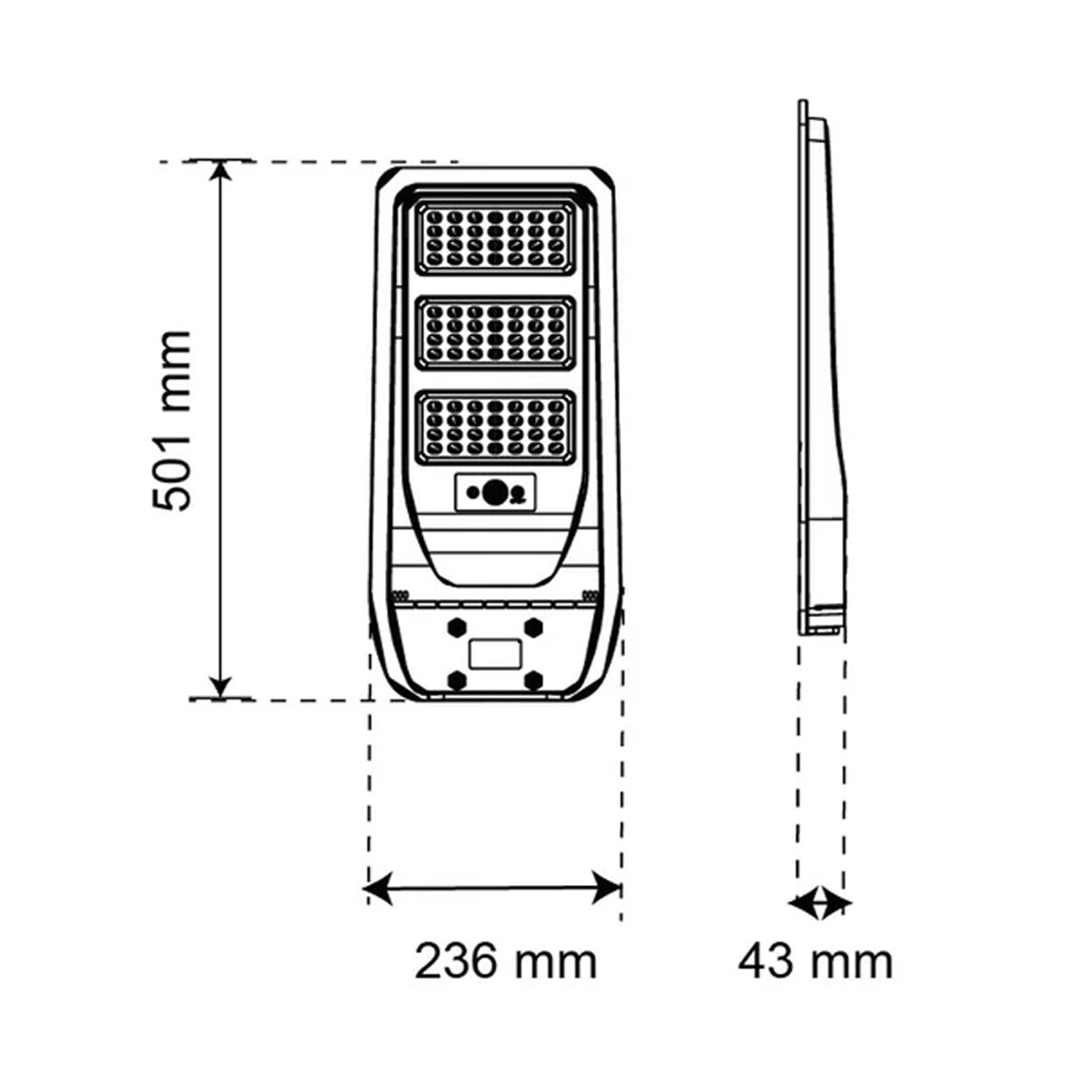 Luminario Led Solar Suburbana Exterior 100W Luz Fria Negro