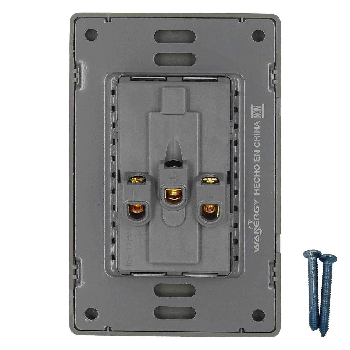 Placa Armada Contacto Duplex De 1.5 Modulos Acero Inox