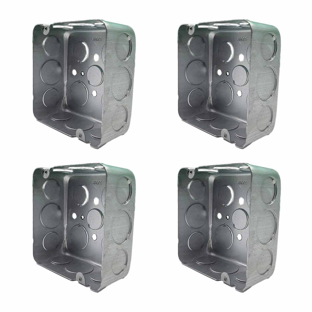 Pack 4 Pzs Caja Metalica Tipo Cuadrada Acero 4x4 Pulg Argos