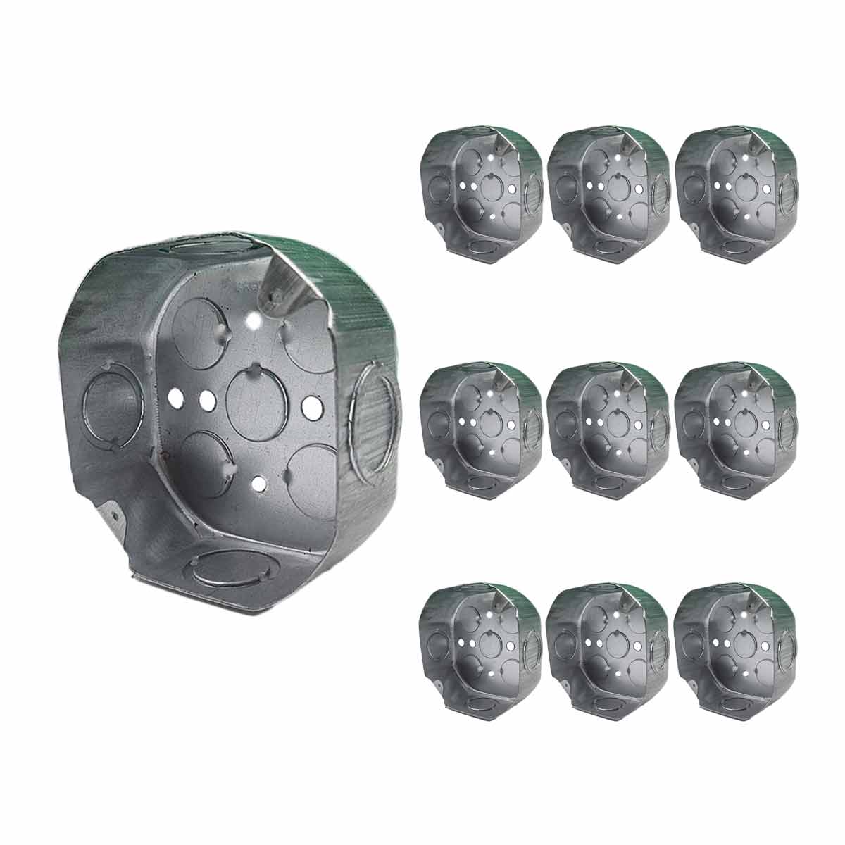 Pack 10 Pzs Caja Metalica Octagonal Tipo Pesada Acero Argos Ferreabasto Ferreabasto