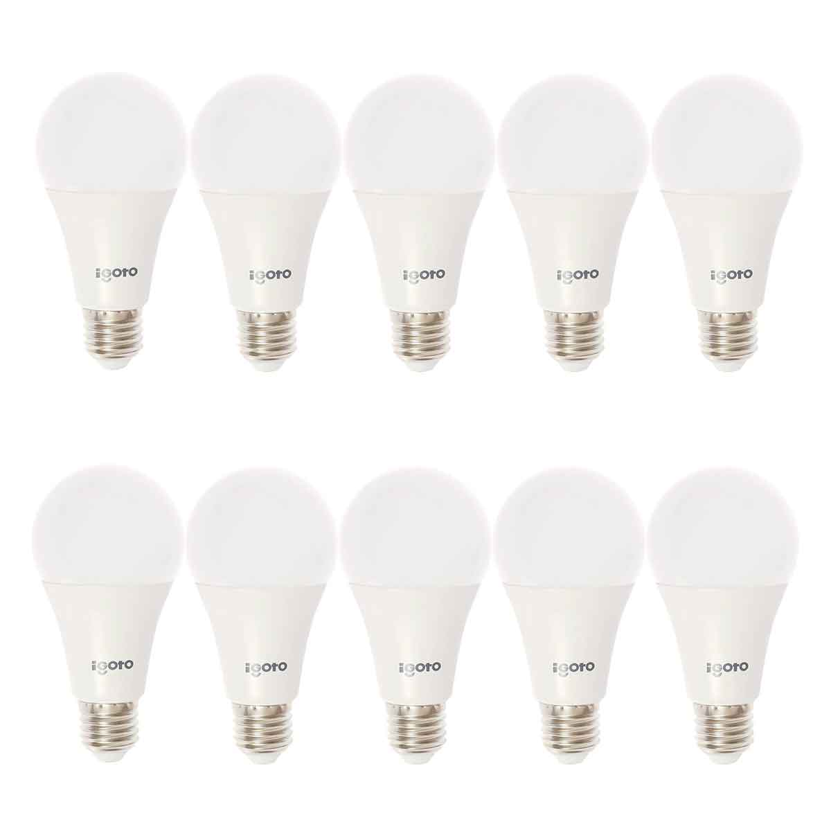 Pack 10 Foco Led A60 12w=75w 3000K Luz Calida 30000hr Igoto IGOTO Ferreabasto