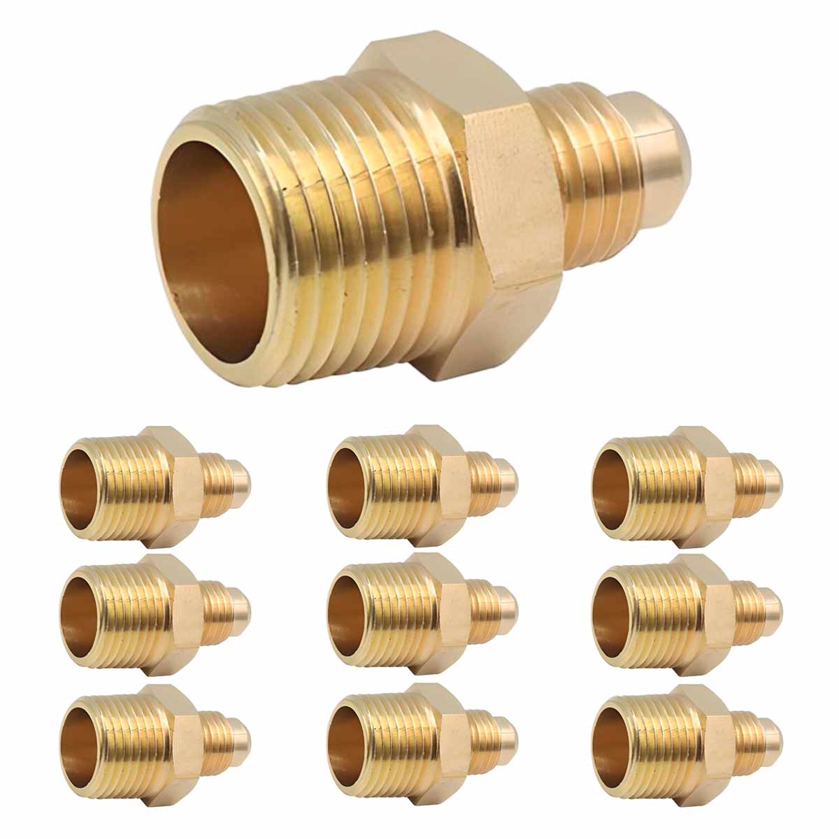10 Pzs Niple Terminal Conexion De Laton Para Gas 3/8" X 1/4" Ferreabasto Ferreabasto