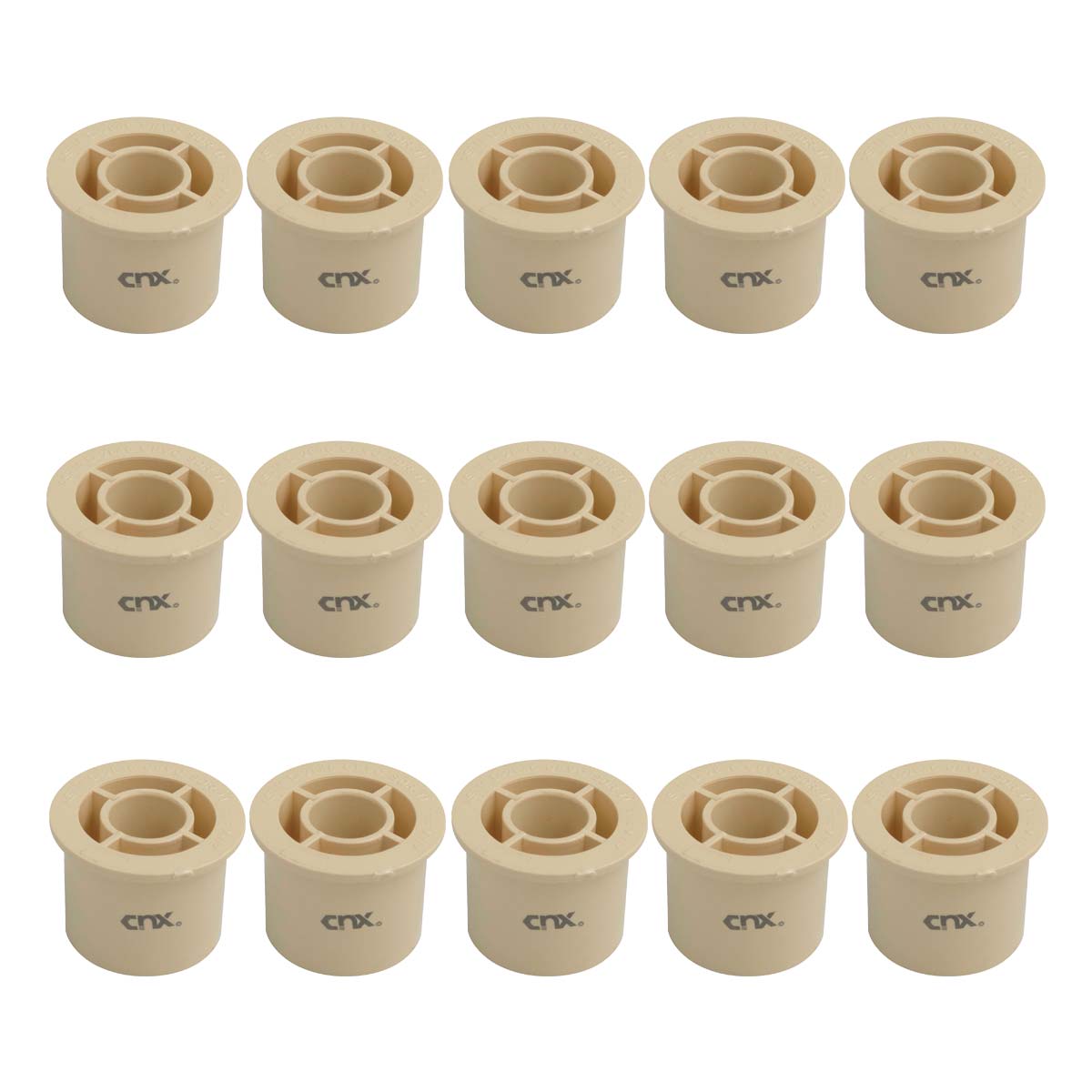 15 Pzs Reduccion Bushing De Cpvc 1 1/4 X 1/2 Pulgadas Crema CNX Ferreabasto