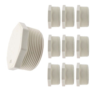10 Pzs Tapon Macho Roscado De PVC 2 Pulgadas Cedula 40