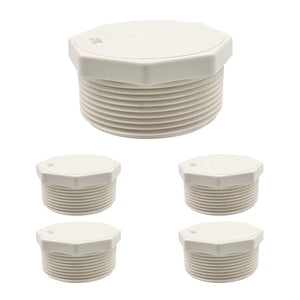 5 Pzs Tapon Macho Roscado De PVC 2 Pulgadas Cedula 40