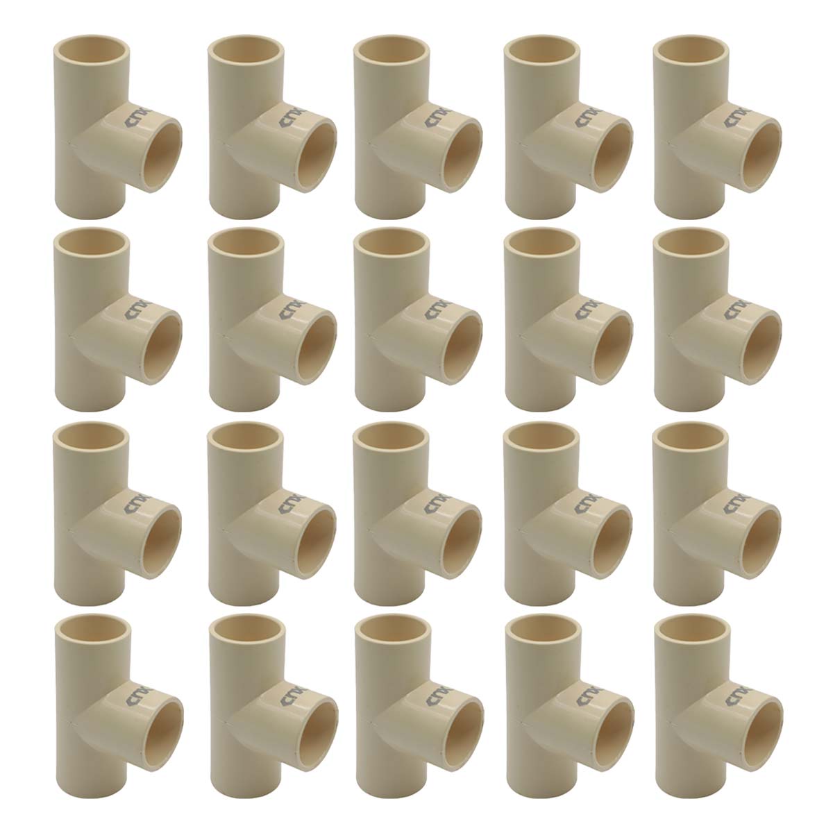 20 Pzs Tee Conexion De Cpvc De 1 1/4 Pulgadas Color Crema CNX Ferreabasto