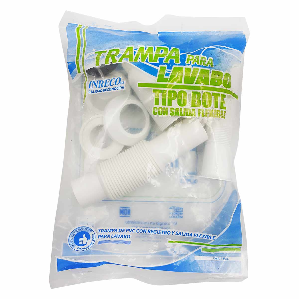 Trampa Cespol Pvc Tipo Bote P/Lavabo Salida Flexible Inreco INRECO Ferreabasto