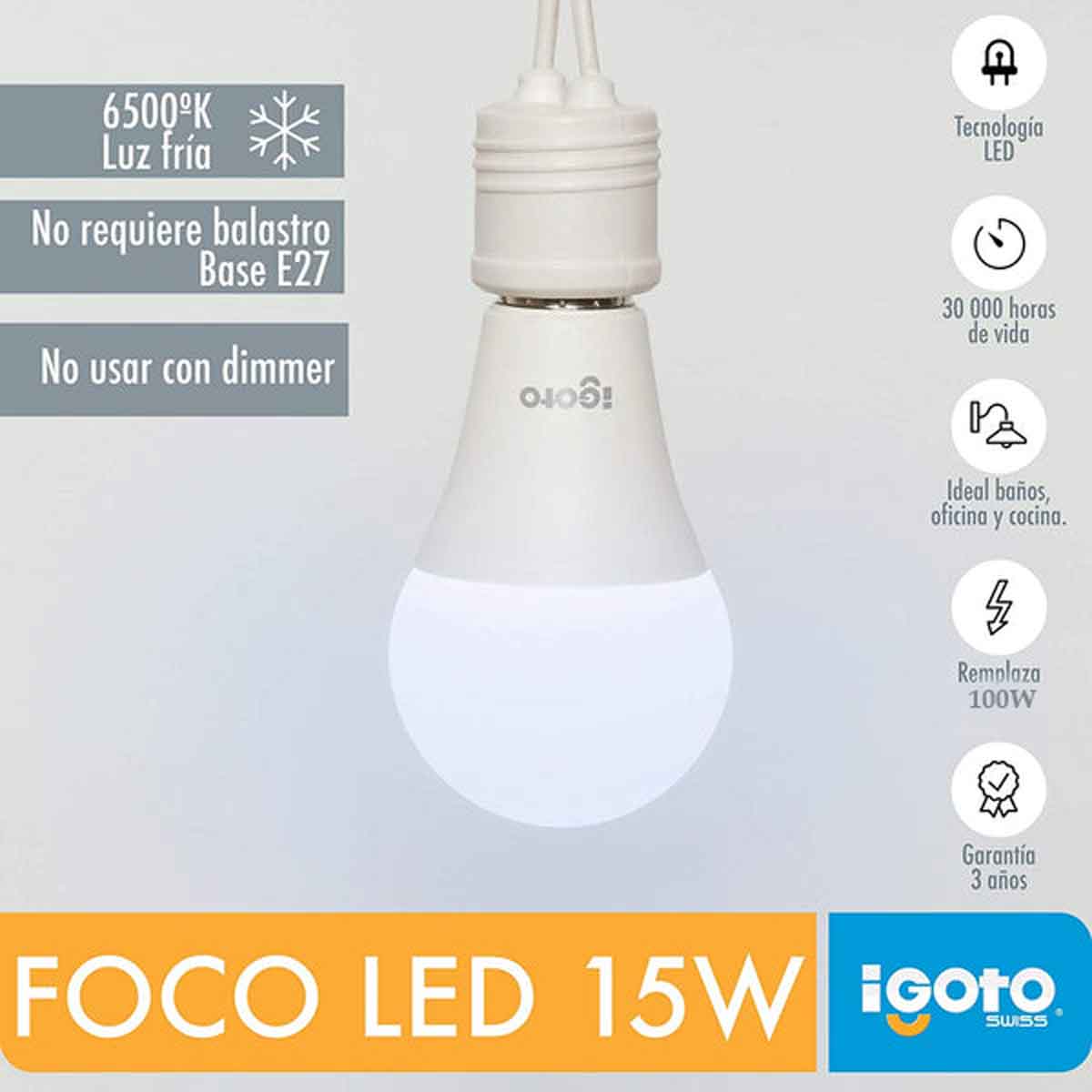 Foco Led A60 15W=100W 6500K Luz Fria Nom Igoto IGOTO Ferreabasto