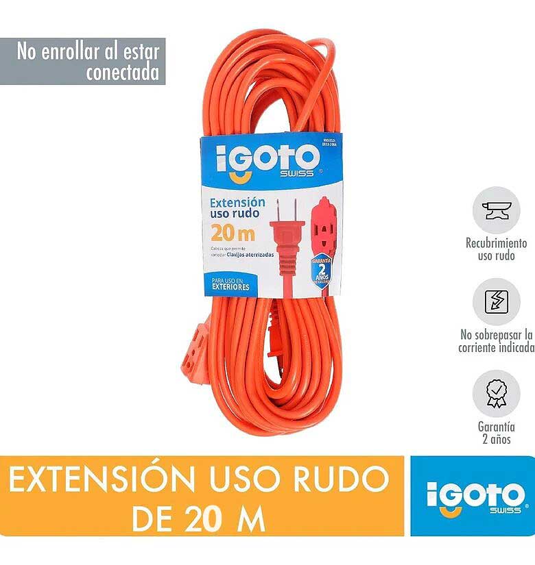 Extension Uso Rudo Naranja 16Awg 20M Igoto IGOTO Ferreabasto