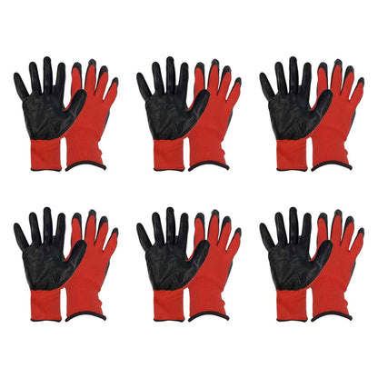 paquete 6 pares de guantes rojo negro byp gnn09