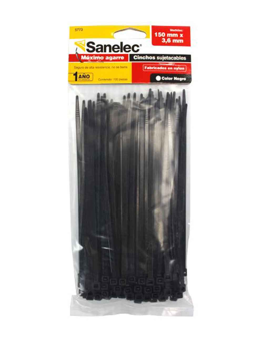 Cincho Plastico 3.60x150mm Negro 500 piezas (5 bolsas) Santul 5773 SANELEC Ferreabasto
