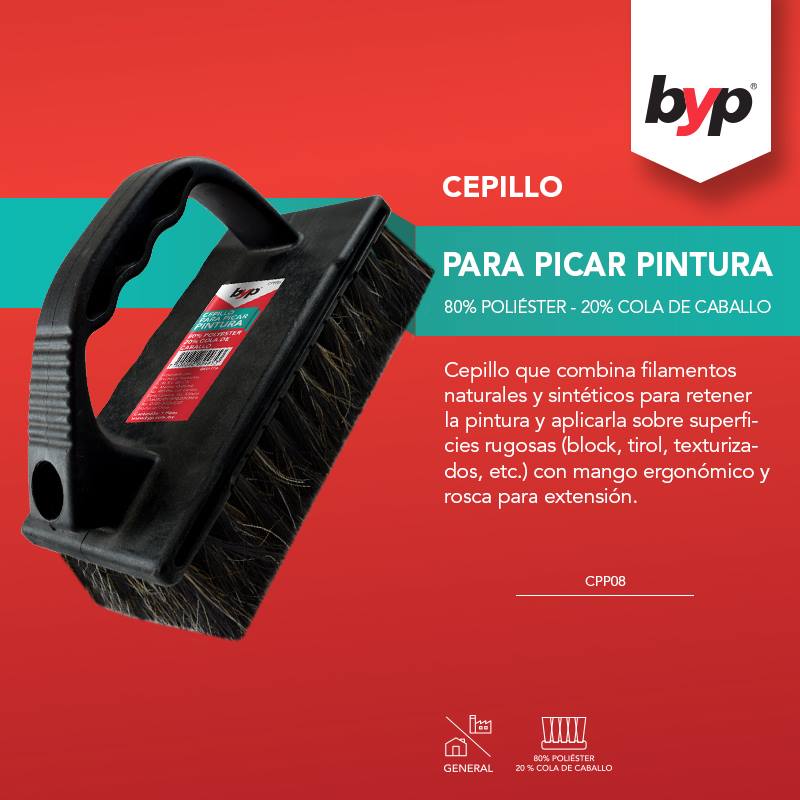 Cepillo P/Picar Pintura 80% Poliester 20% Cola Caballo Byp BYP Ferreabasto