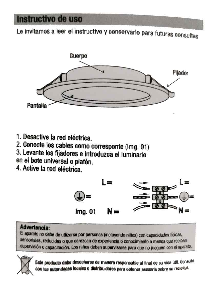 Lampara Led Empotrable Lumico 6W Luz Dia Delgado LUMICO Ferreabasto