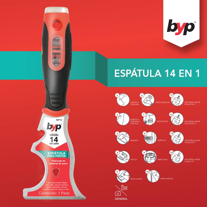 Espatula Multifuncional Pro 14 en 1 Para Pintor Esp14 Byp BYP Ferreabasto