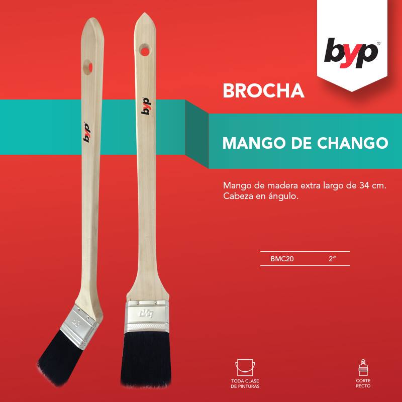 Brocha Mano De Chango 2" Madera Cerda Natural Byp - Ferreabasto