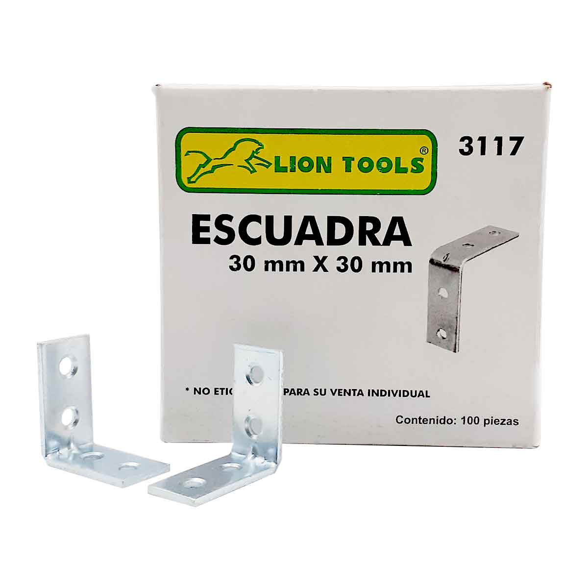 Soporte Angular En Forma De L Para Repisas 30mm x 30mm Caja 100 Piezas 3117 Lion Tools LION TOOLS Ferreabasto