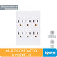 Multicontacto 6 Puertos Blanco 125V 15A Nom Igoto IGOTO Ferreabasto