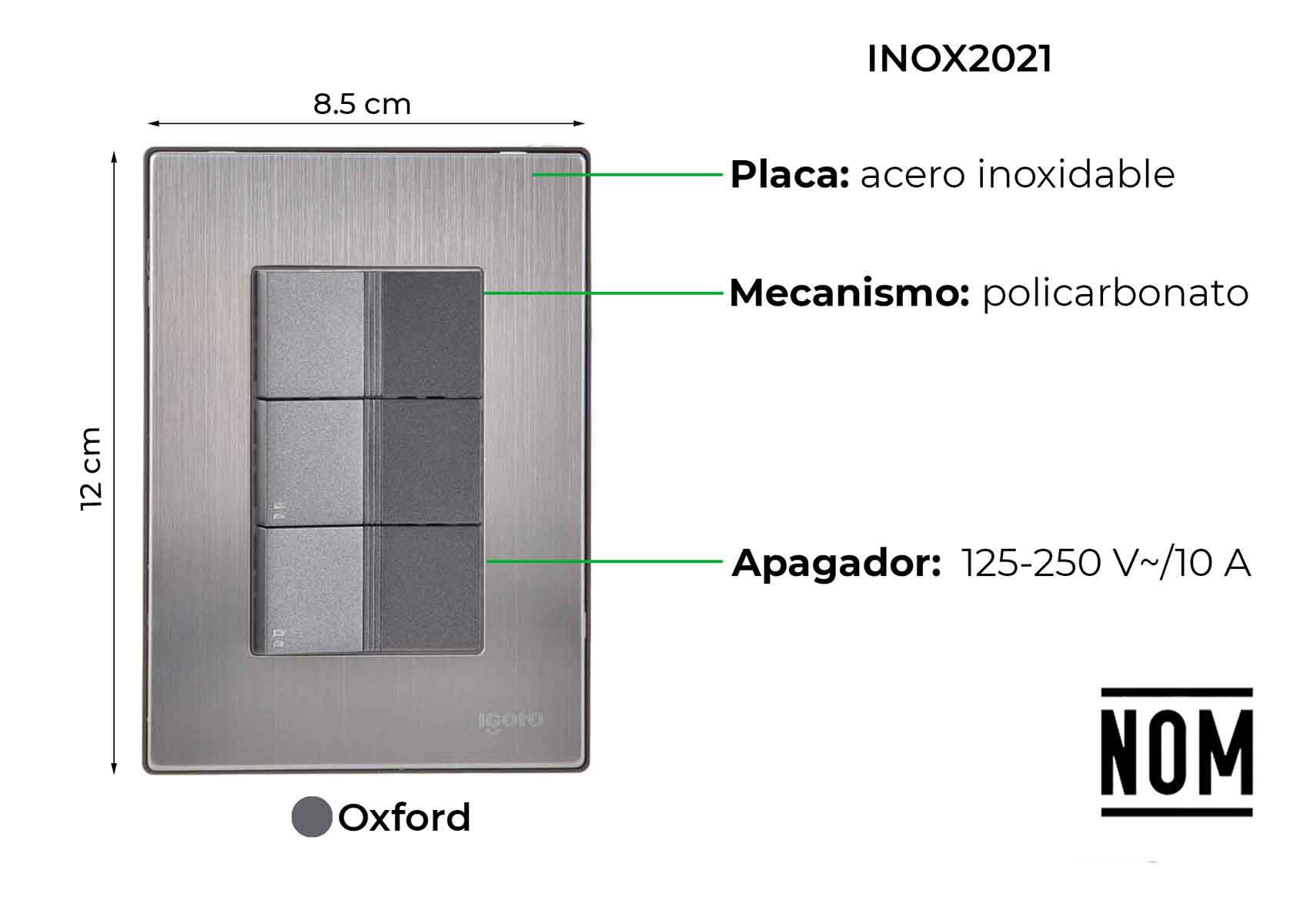 Placa Armada Inoxidable Con 3 Apagadores Escalera Un Modulo Igoto IGOTO Ferreabasto