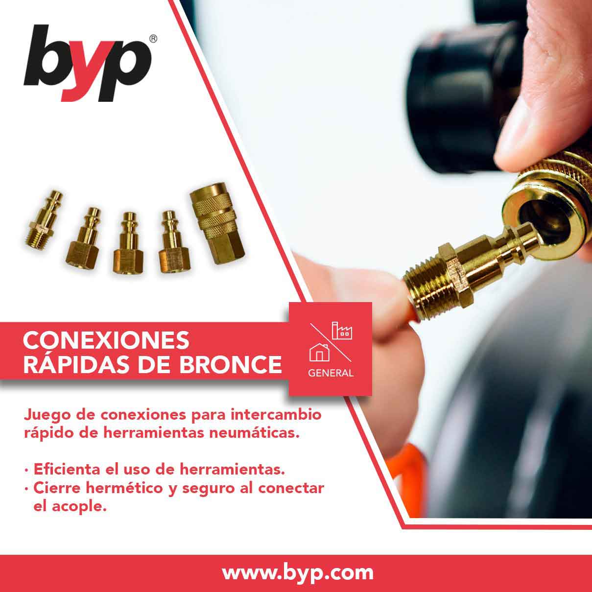 Juego Conexiones Rapidas Para Compresor De Aire  1/4 Pulgada Npt Pco Byp BYP Ferreabasto