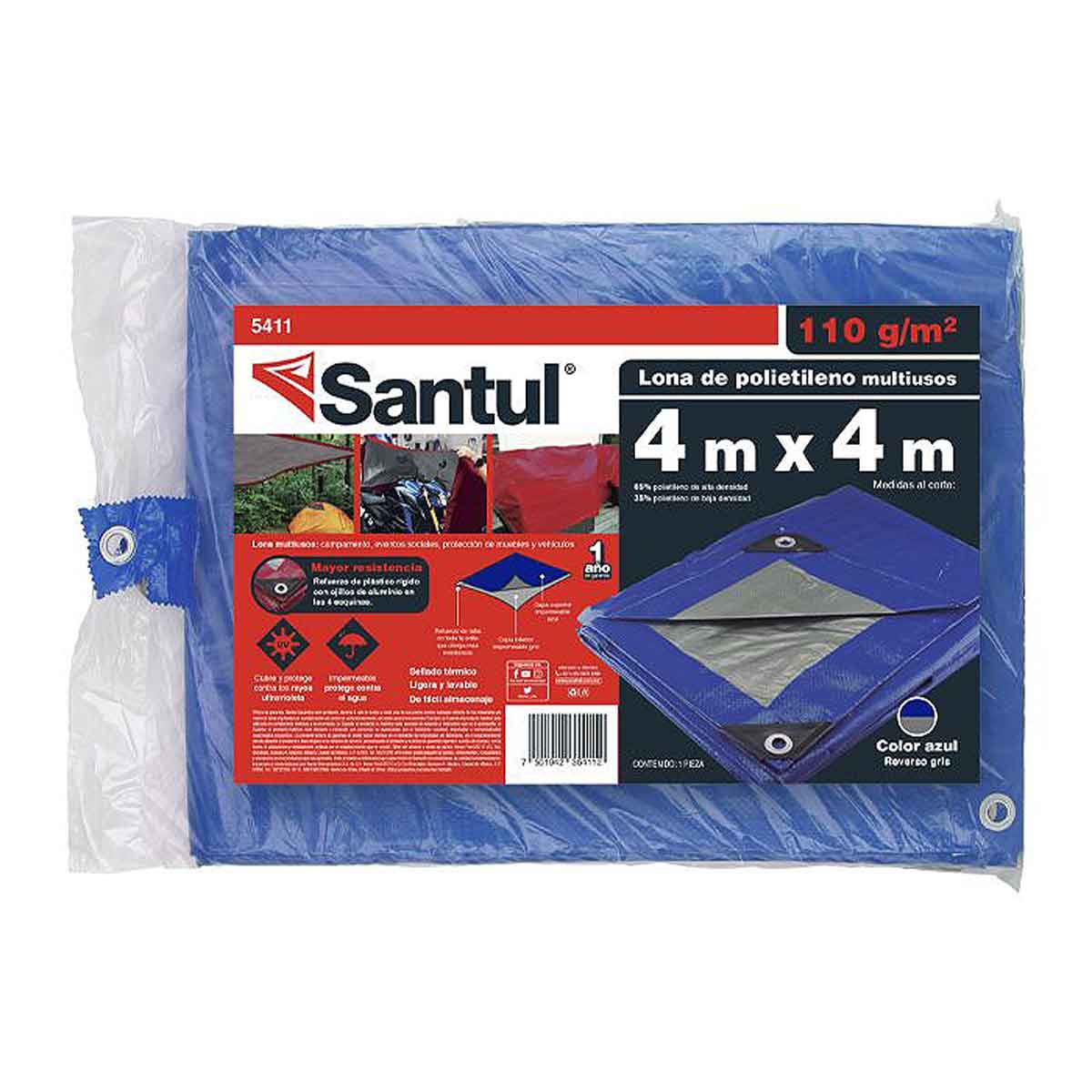 Lona Uso Ligero Azul Reforzado Santul 5411 4x4M Para Toldo 110gr SANTUL Ferreabasto