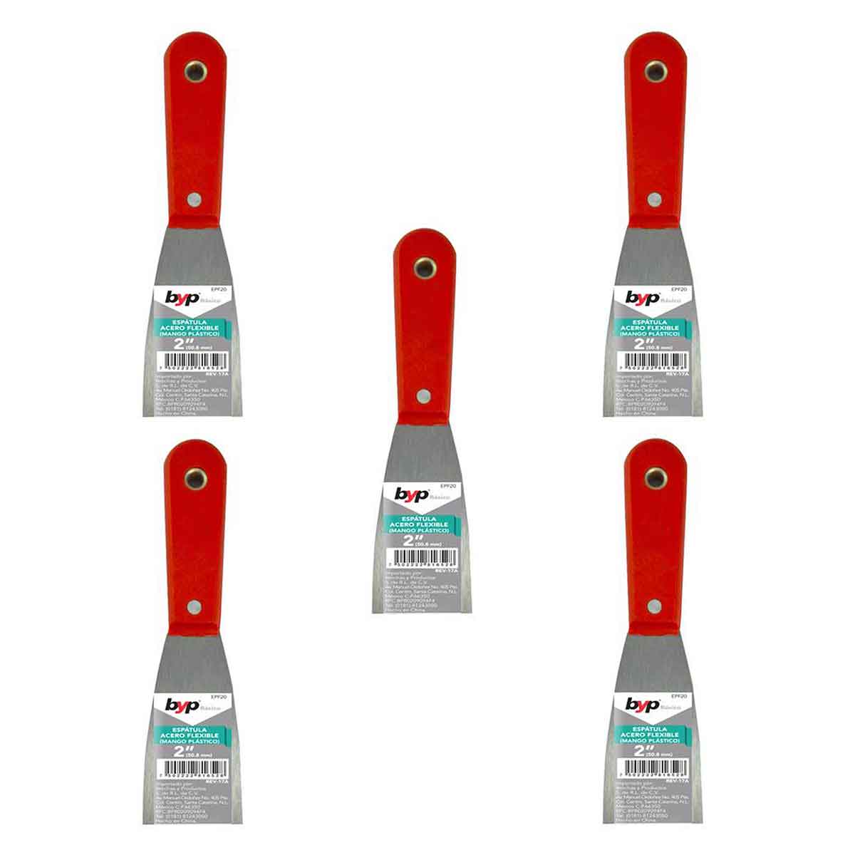 Pack 5 Espatula Acero Flexible Mango Plastico 2'' Byp BYP Ferreabasto