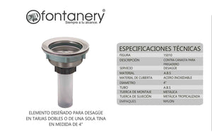 Contracanasta Plastica Cubierta Acero Inoxidable P/Fregadero RUGO Ferreabasto