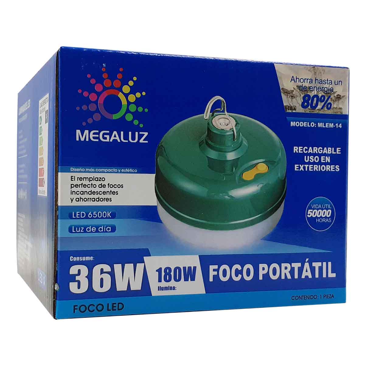 Foco Led Recargable De Emergencia Portatil Megaluz Luz de Dia 36w 2520lm MEGALUZ Ferreabasto