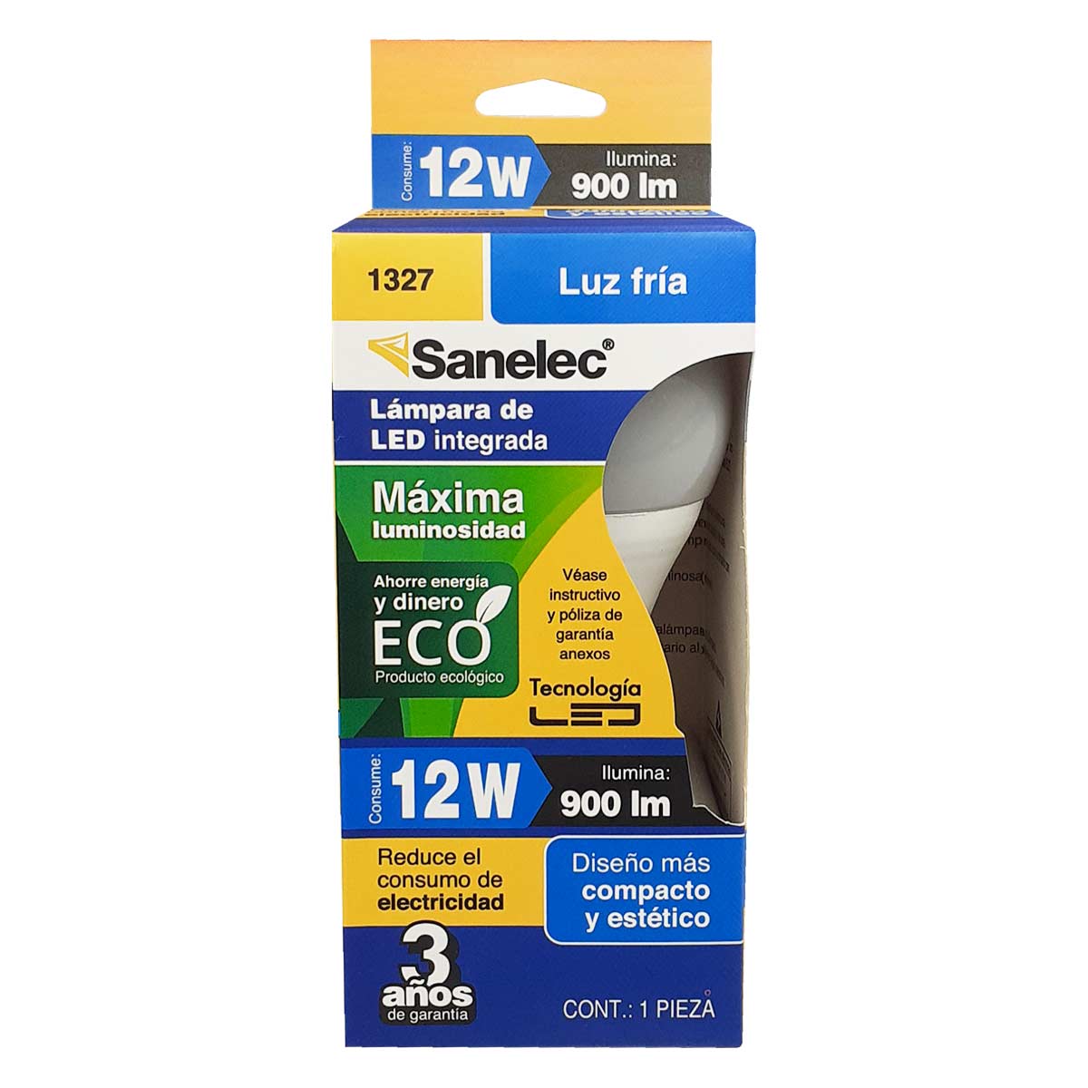 Foco Led 12W Sanelec 1327 Luz Blanca 6500K 12 Piezas SANTUL Ferreabasto