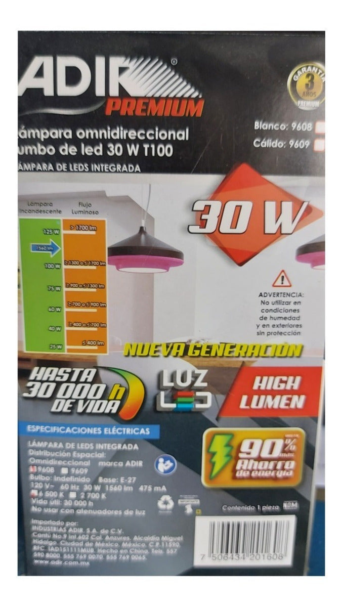 Foco Led Alta Potencia Omnidireccional 30W=200W 6500K Adir ADIR Ferreabasto