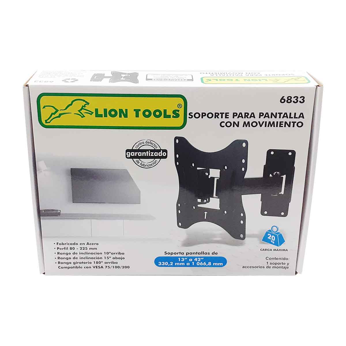 Soporte Para Pantalla Brazo Articulado 13 a 42 Pulgadas Carga Maxima 20kg 6833 Lion Tools LION TOOLS Ferreabasto