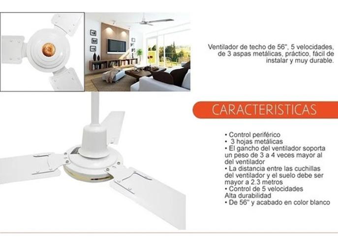 Ventilador De Techo 56" 5 Velocidades 75w Blanco Nom Adir ADIR Ferreabasto