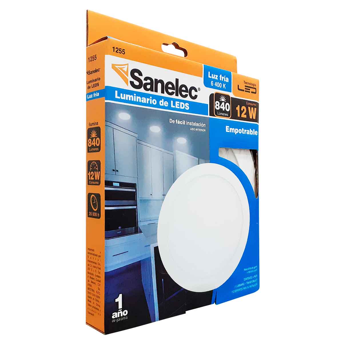 Lampara De Led Circular Empotrable Para Techo Blanca 12w 840lm Luz Fria 6500k Con Nom 1255 Sanelec SANELEC Ferreabasto