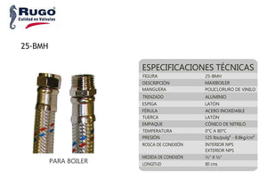 manguera para boiler ficha tecnica