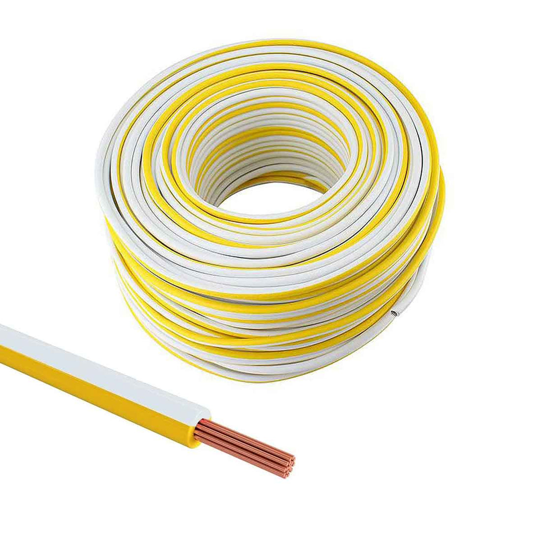 rollo de cable thw amarillo y blanco calibre 10 awg